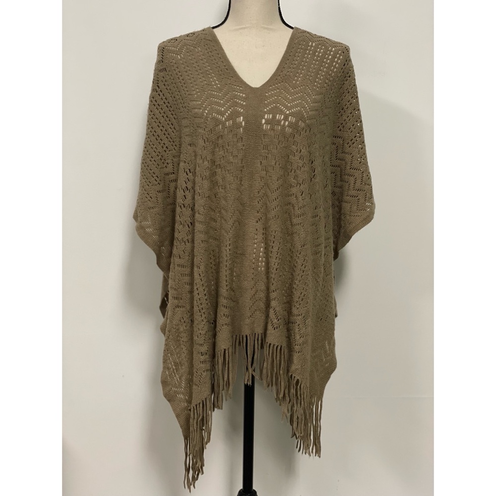 Poncho Sweater Brown One Size